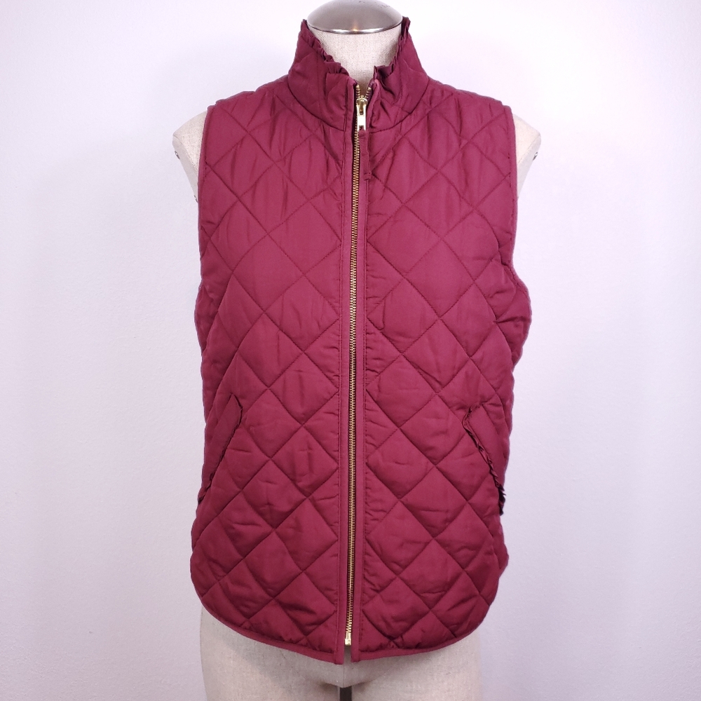 J Crew Mercantile Red/Wine Quilted Vest - Picture 1 of 7